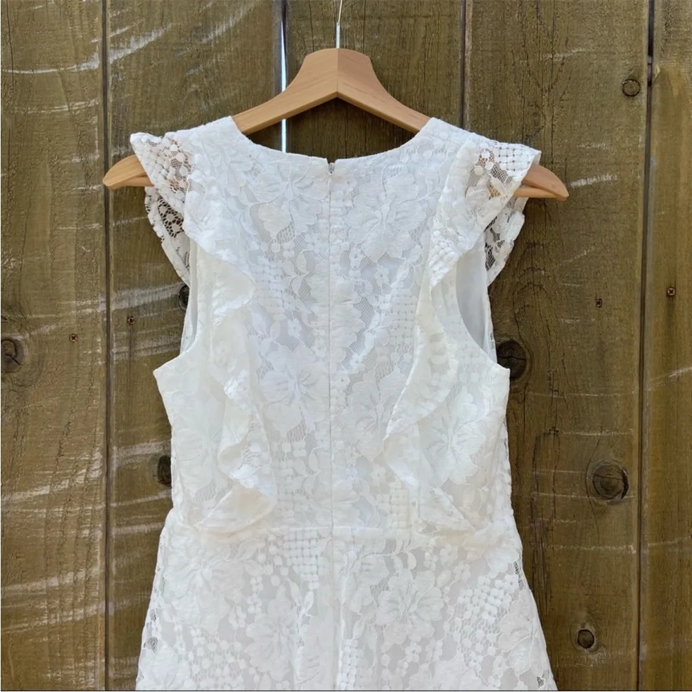 White Lace Ruffled Tiered Molinetto Maxi Dress 🌿 - Picture 10 of 12